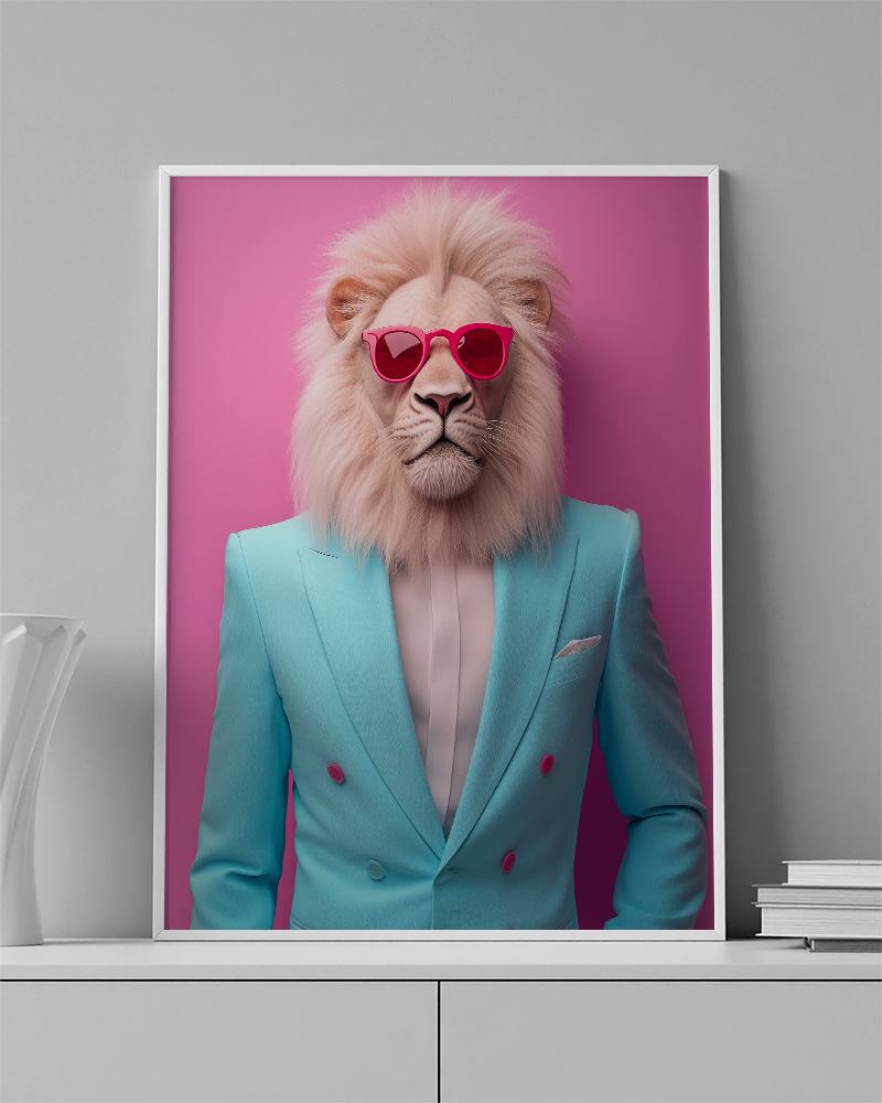 ANIMAL-0031-MOCKUP Retro Lion - Image 1